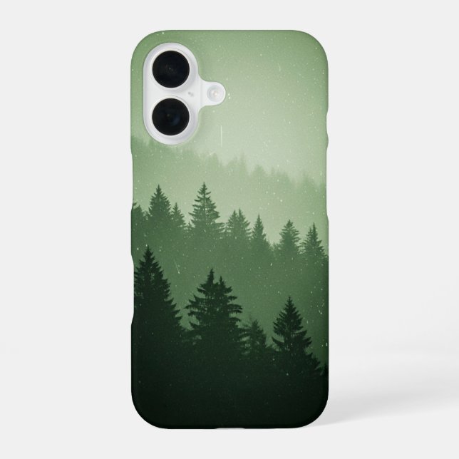 Coque iPhone 16 Forêt Brumeuse Vintage (Verso)