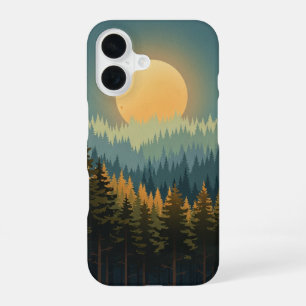 Coque iPhone 16 Forêt Rétro au Clair de Lune