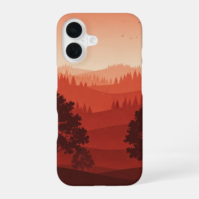 Coque iPhone 16 Forêt Rétro d'Automne (Verso)