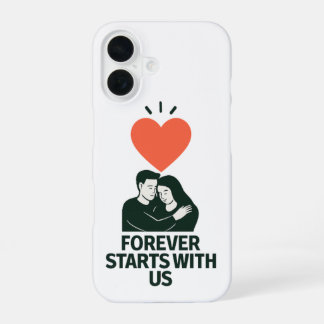 Coque iPhone 16 Forever Starts With Us – Romantic Starry Couple