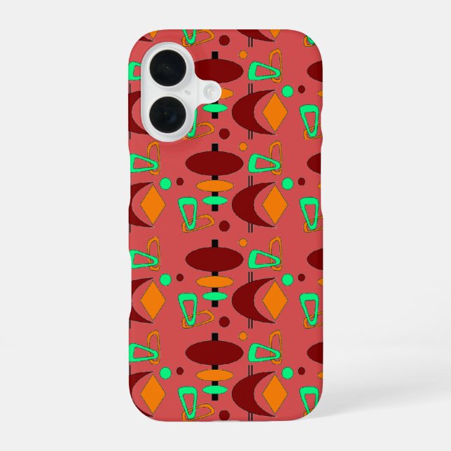 Coque iPhone 16 Formes de totem du croissant rétro (Verso)