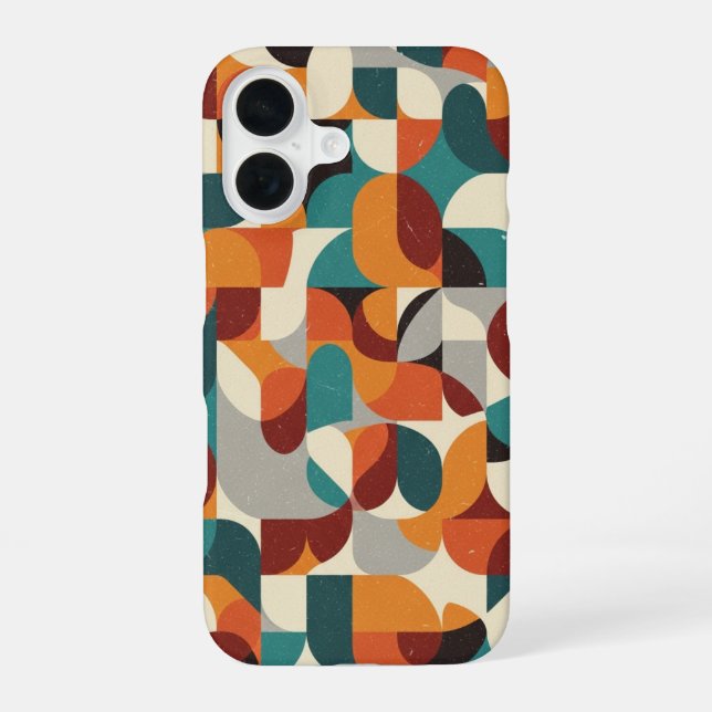 Coque iPhone 16 Formes entrelacées rétro (Verso)
