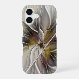 Coque iPhone 16 Fractal floral, fleur de fantaisie aux couleurs de