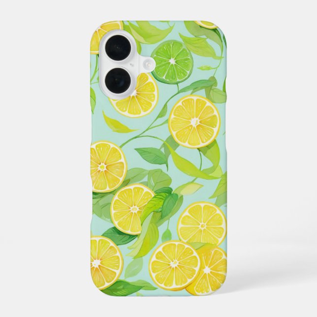 Coque iPhone 16 Fresh Lemon and Lime Botanical Pattern Phone Case (Verso)