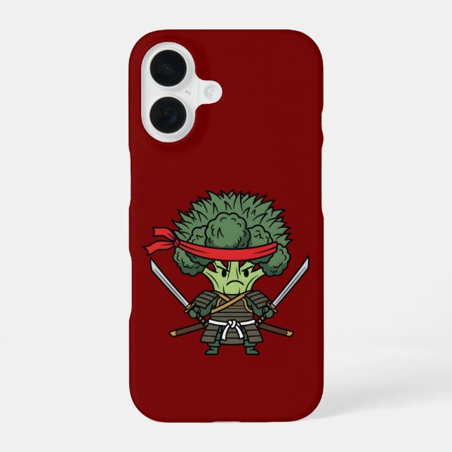 Coque iPhone 16 Funny Broccoli Samurai Warrior Japanese Art Illust (Verso)