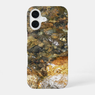 Coque iPhone 16 Galets brun et gris usés par la rivière Abstrait n