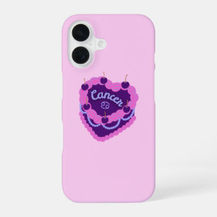 Coque iPhone 16 Gâteau d'anniversaire pastel Cancer Zodiaque Cœur