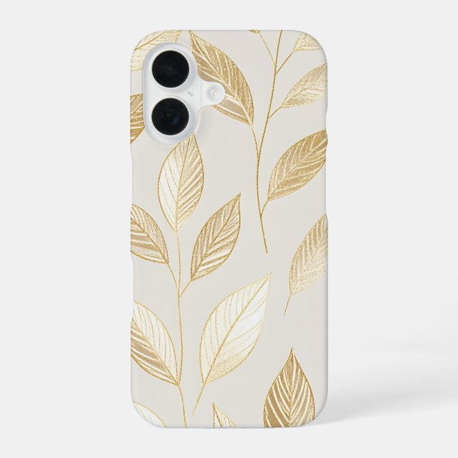 Coque iPhone 16 Gold Leaf Pattern (Verso)