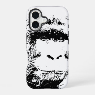 Coque iPhone 16 Gorille noire et blanche