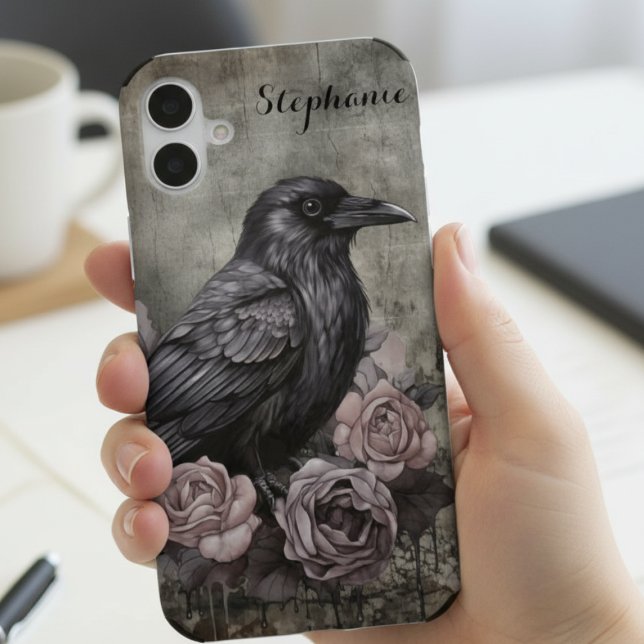 Coque iPhone 16 Gothic Black Crow Dark Academia (Gothic black raven phone case)