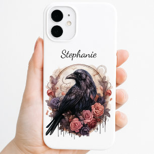 Coque iPhone 16 Gothique Corbeau Académie Sombre Floral