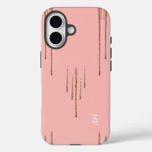 Coque iPhone 16 Gouttes scintillantes sur fond rose