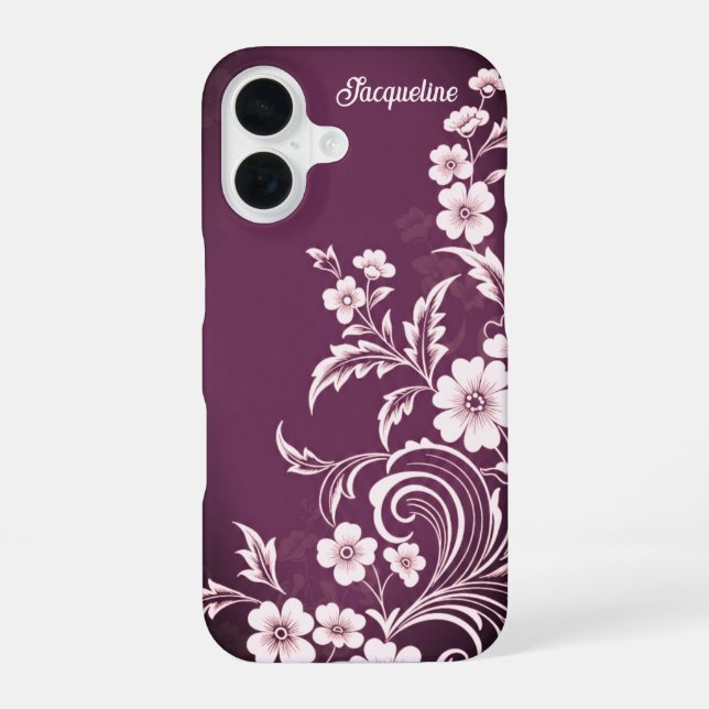 Coque iPhone 16 Grace de fleurs de prune (Verso)