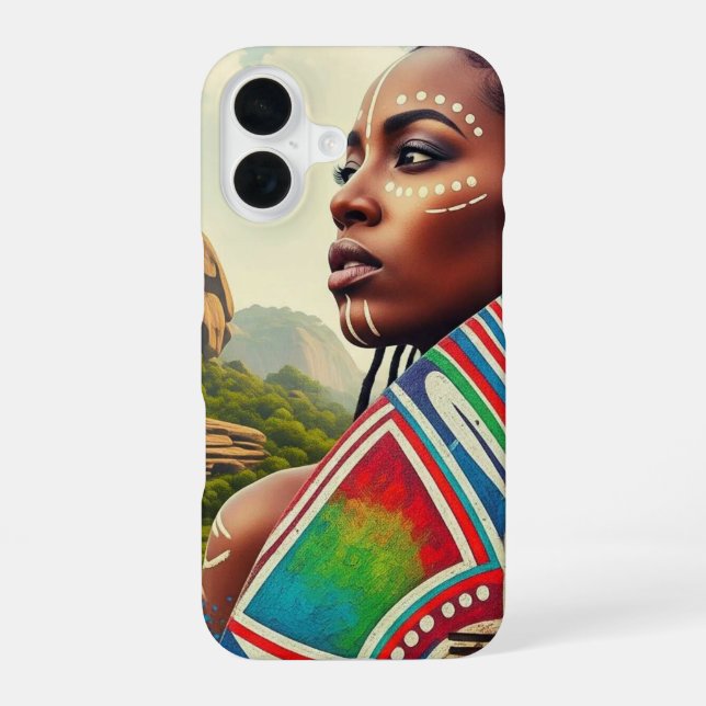 Coque iPhone 16 Grâce d'encre : Étui African Muse (Verso)
