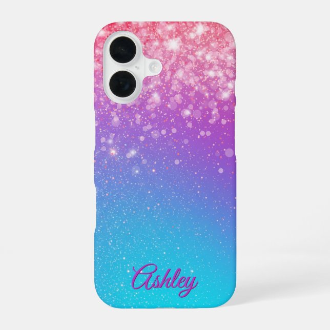Coque iPhone 16 Gradient de galaxie néon (Verso)