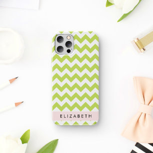 Coque iPhone 16 Green Zigzag, Green Chevron, Votre Nom