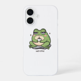 Coque iPhone 16 Grenouille grincheuse avec une minuscule coupe de