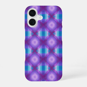 Coque iPhone 16 Grille mystique Magenta et Turquoise géométrique