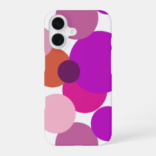 Coque iPhone 16 Gros pois de style années 70 en violet