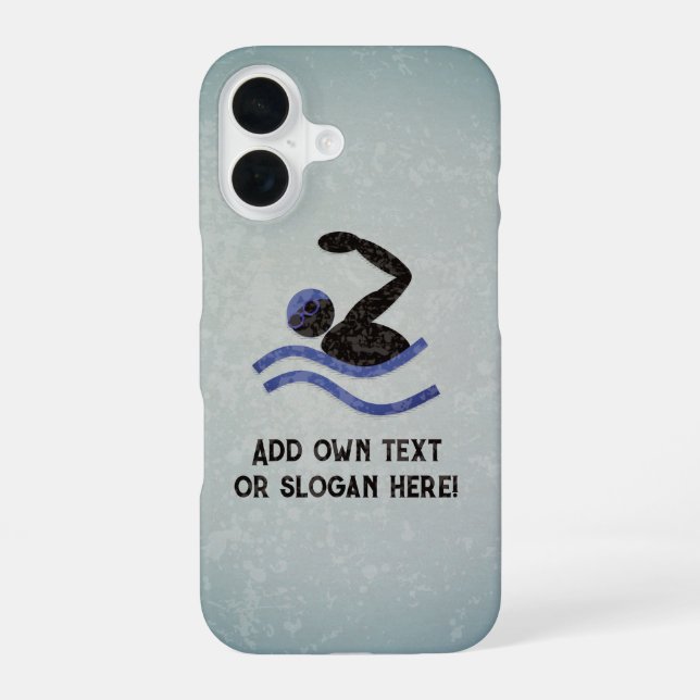 Coque iPhone 16 Grunge Look Swimmer - Regarder en métal moderne -  (Verso)