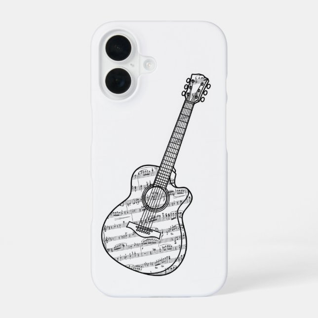 Coque iPhone 16 Guitar and Music Notes Phone Case (Verso)