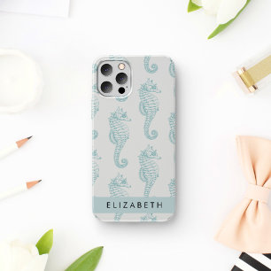 Coque iPhone 16 Hippocampes Tropicaux, Motif Hippocampe, Votre Nom