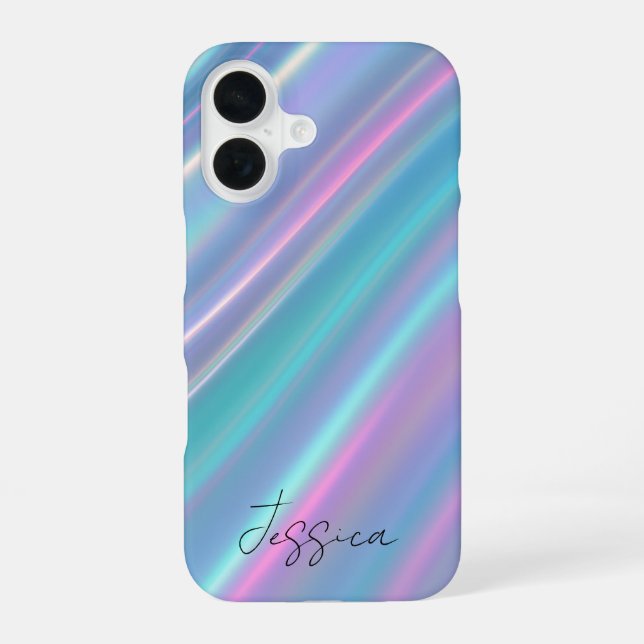 Coque iPhone 16 Holographic Iridescent Waves (Verso)