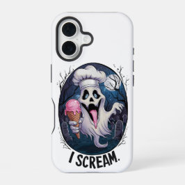 Coque iPhone 16 "I Scream" Funny Ghost Chef Halloween Ice Cream St