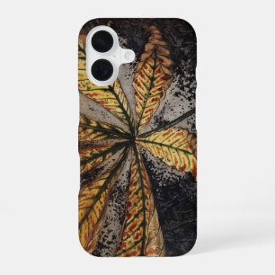 Coque iPhone 16 Impression de feuille de châtaignier d'automne Art