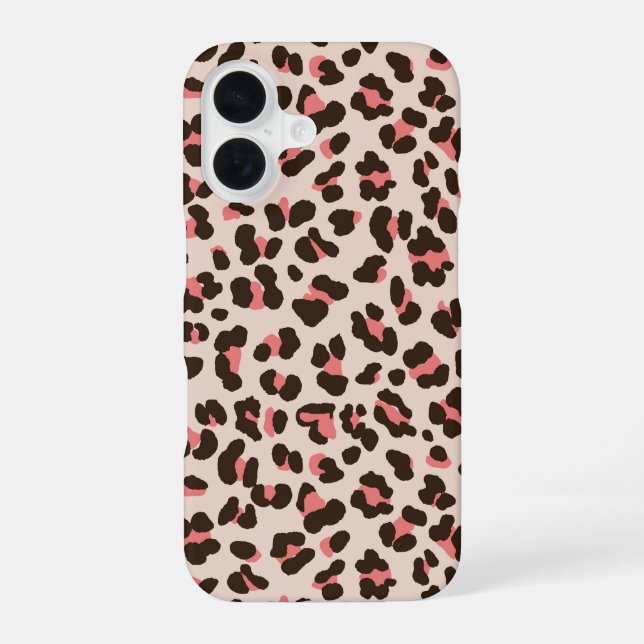 Coque iPhone 16 Impression léopard rose (Verso)