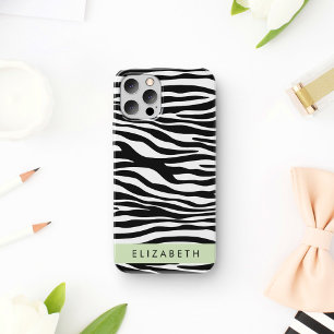 Coque iPhone 16 Impression Zèbre, Rayures, Noir Et Blanc, Votre No