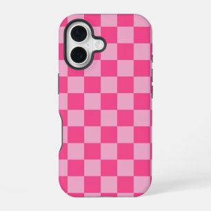 Coque iPhone 16 Imprimé à carreaux rose