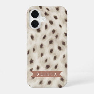 Coque iPhone 16 Imprimé animalier léopard neutre chic personnalisé