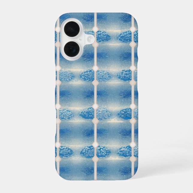 Coque iPhone 16 Indigo Tile & Plant Pattern Phone Case (Verso)