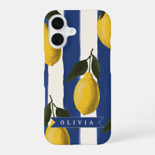 Coque iPhone 16 Italien Personnalisé Rayures de Citron Côtières