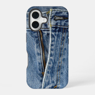 Coque iPhone 16 Jean bleu dézippé