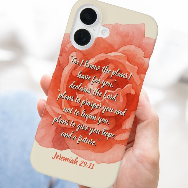 Coque iPhone 16 Jérémie 29:11 Verset Bible Personnalisé Et Rose Ro (Créateur téléchargé)