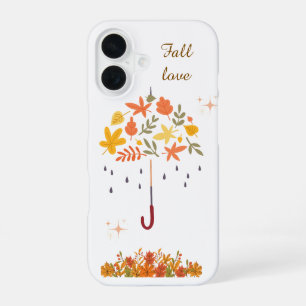 Coque iPhone 16 Jolie Amour d'Automne Feuille d'Automne Parapluie