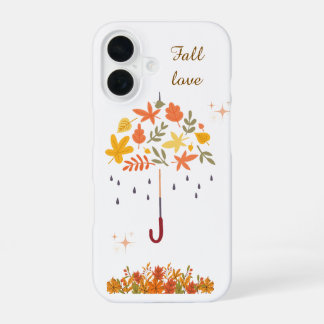 Coque iPhone 16 Jolie Amour d'Automne Feuille d'Automne Parapluie 