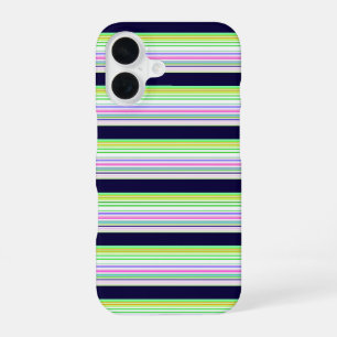 Coque iPhone 16 Jolies rayures colorées bleues