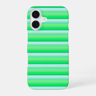 Coque iPhone 16 Jolies rayures vert aqua