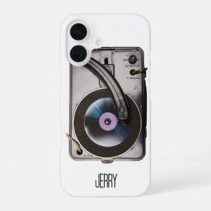 Coque iPhone 16 Joueur de Disque Rétro Amateur de Vinyle Vintage
