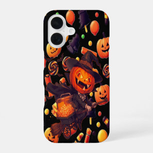Coque iPhone 16 Joyeuse oeuvre Citrouille d'Halloween