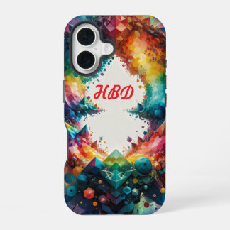 Coque iPhone 16 Joyeux Anniversaire Fantaisiste pour Anniversaire