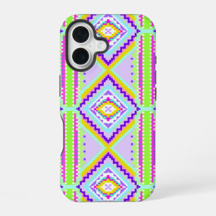 Coque iPhone 16 Kaleidoscope Rêves Tribaux Néon