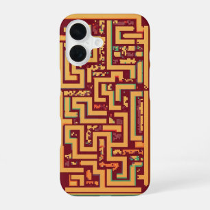 Coque iPhone 16 Labyrinthe Rétro Pixel