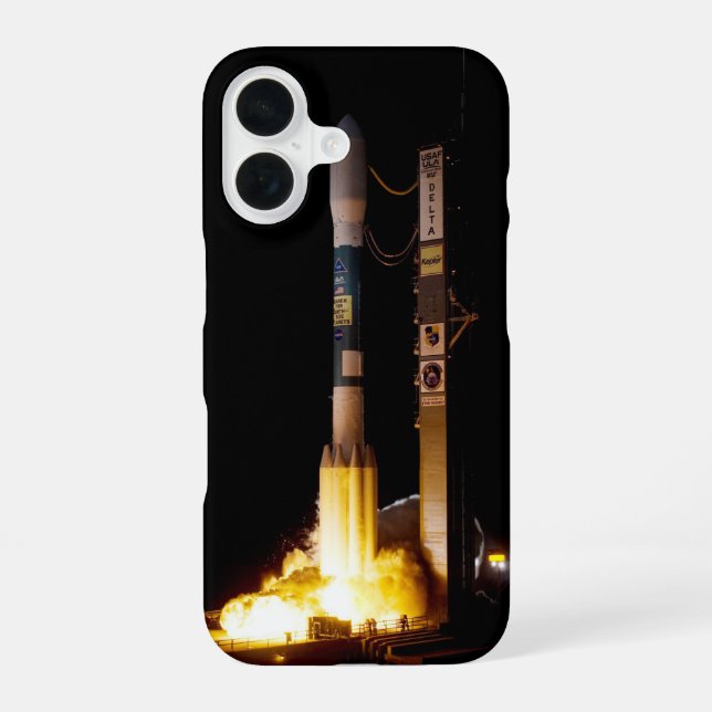 Coque iPhone 16 Lancement de fusée spatiale nocturne (Verso)
