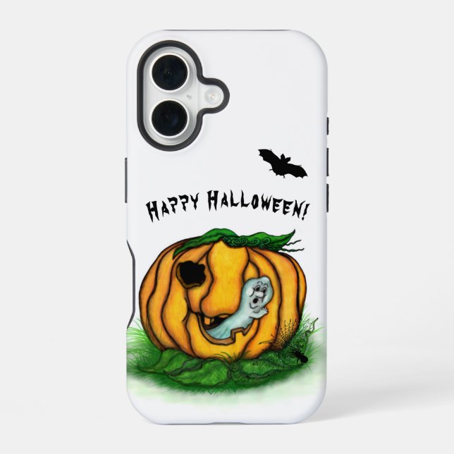Coque iPhone 16 Le fantôme d'Halloween, chauve-souris, fantôme et  (Verso)