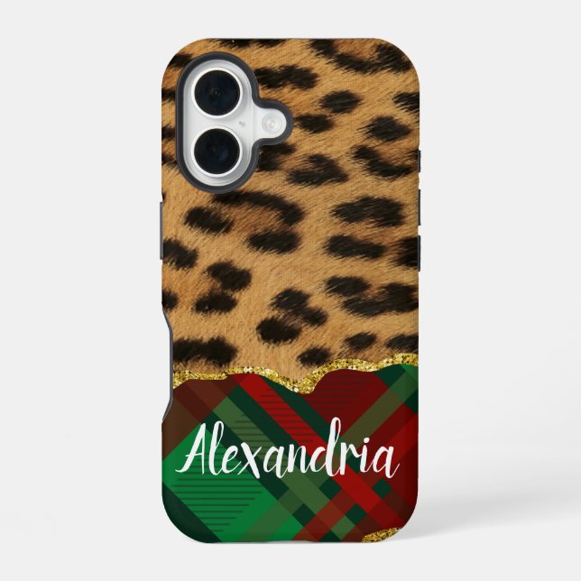 Coque iPhone 16 Léopard Plaid (Verso)