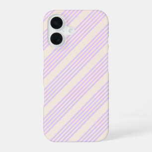 Coque iPhone 16 Lilac violet et beige cinq bandes motif